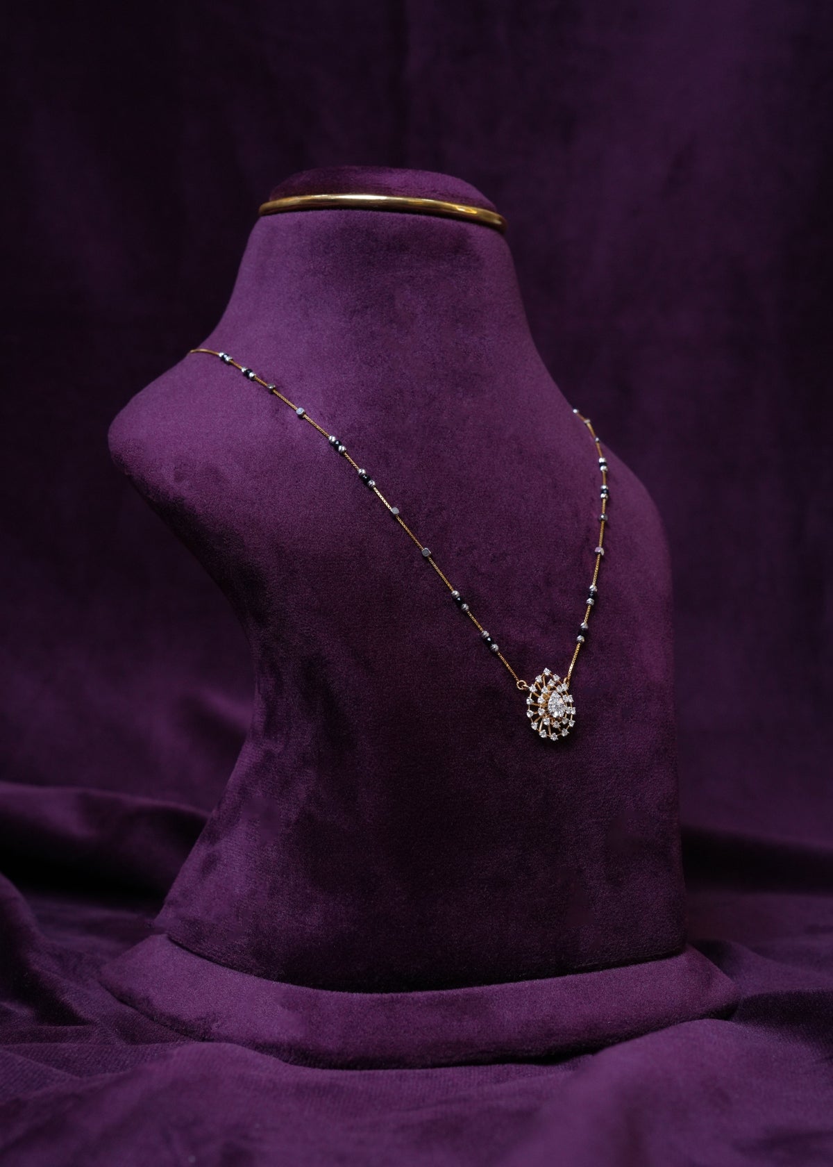 Aria floral drop moon snowflake lab-grown diamond Mangal sutra
