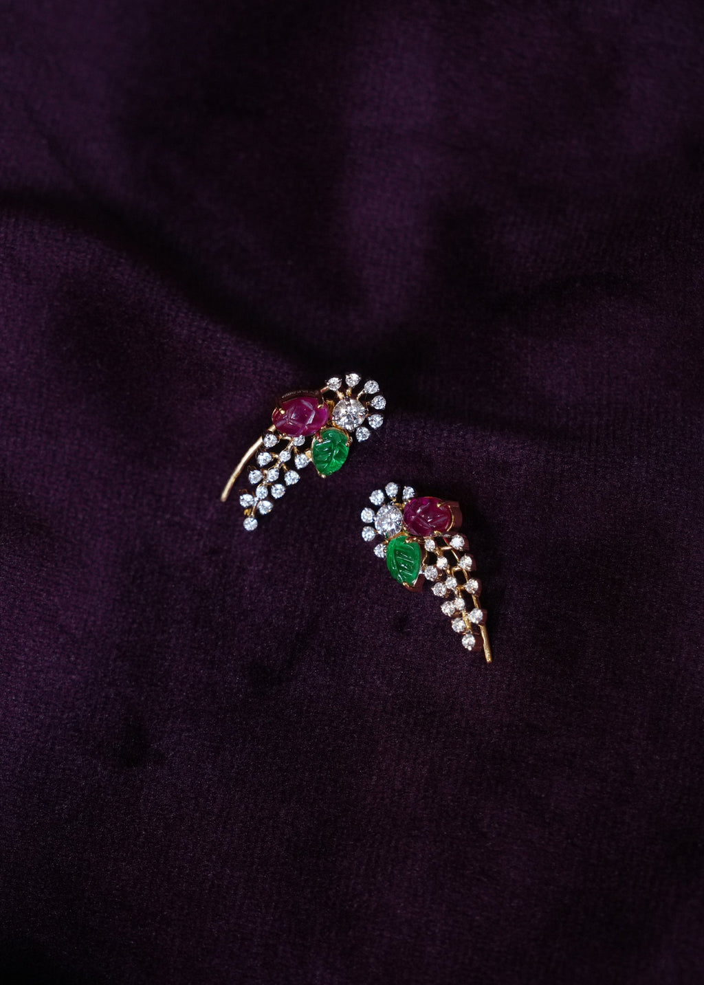 Aura Carved Floral Lab-grown diamond Vine Ear cuff