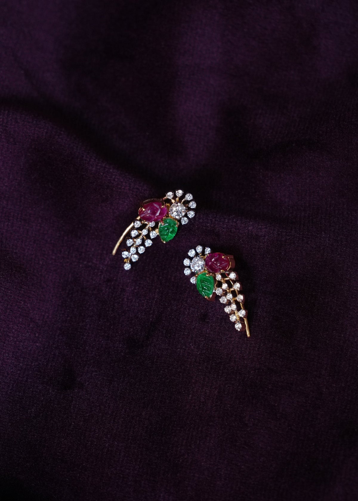 Aura Carved Floral Lab-grown diamond Vine Ear cuff