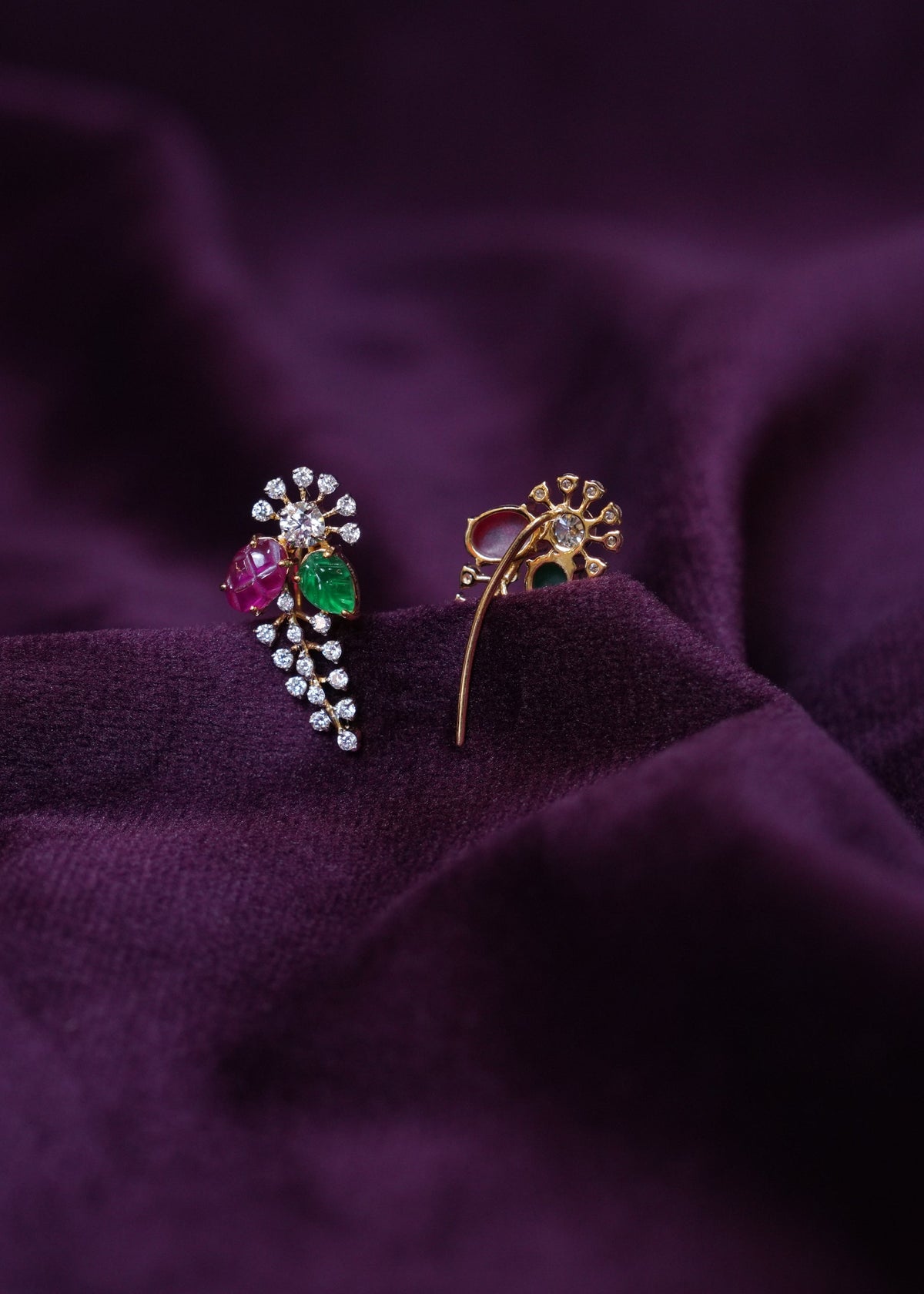 Aura Carved Floral Lab-grown diamond Vine Ear cuff