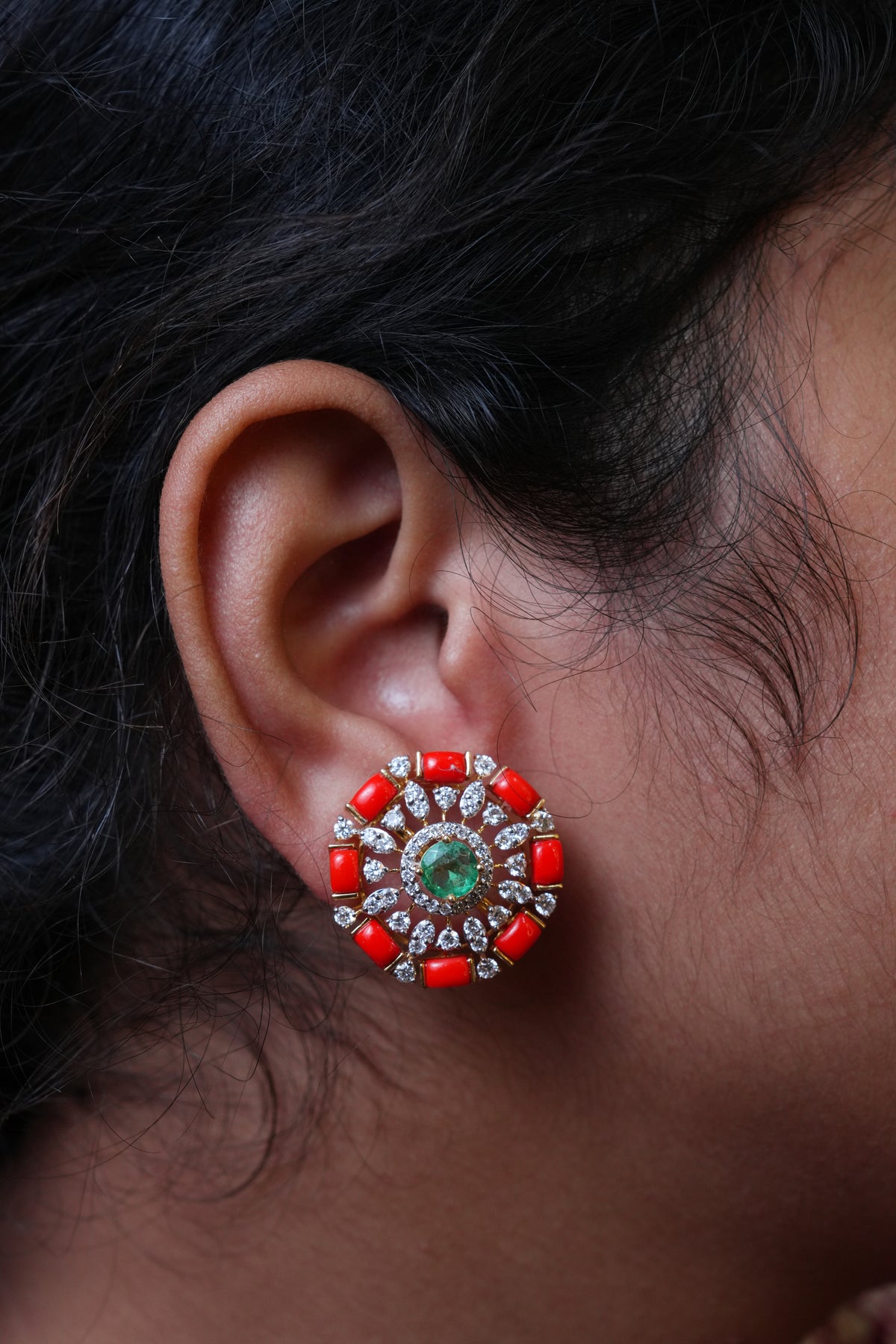 Aura Coral Capsule Lattice lab-grown diamond Earrings