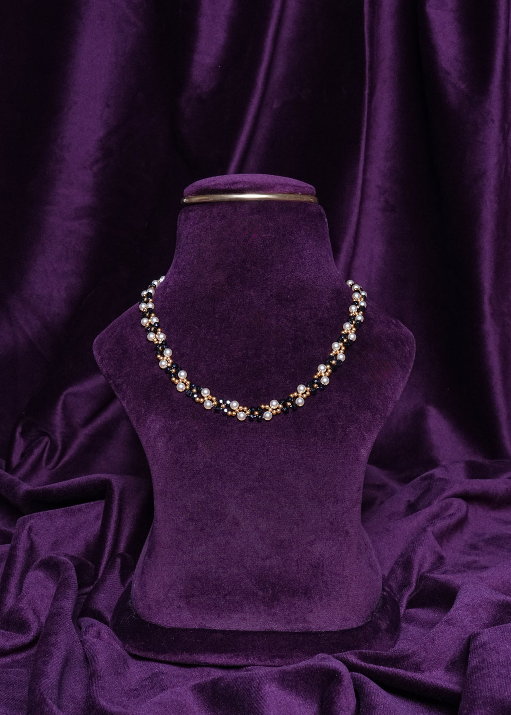 Beaded Intertwined Pearl & Zircon Twist Choker
