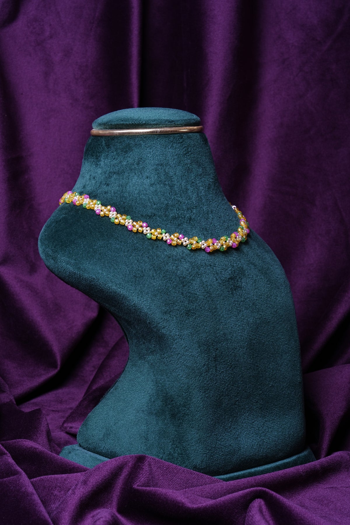 Beaded Marigold Meadow Sun-And-Sea Flower Choker