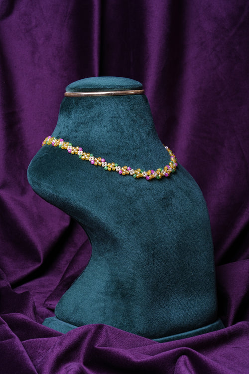 Beaded Marigold Meadow Sun-And-Sea Flower Choker