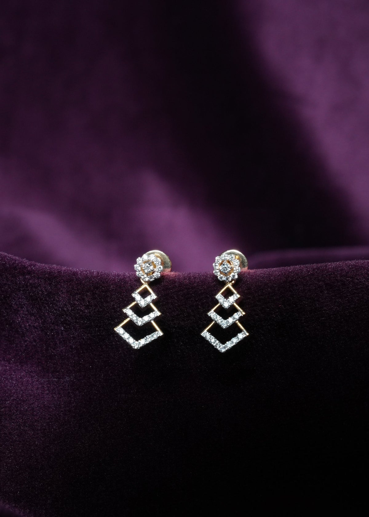 Celestial Apex Tiered Lab-grown Diamond Dangler Earrings