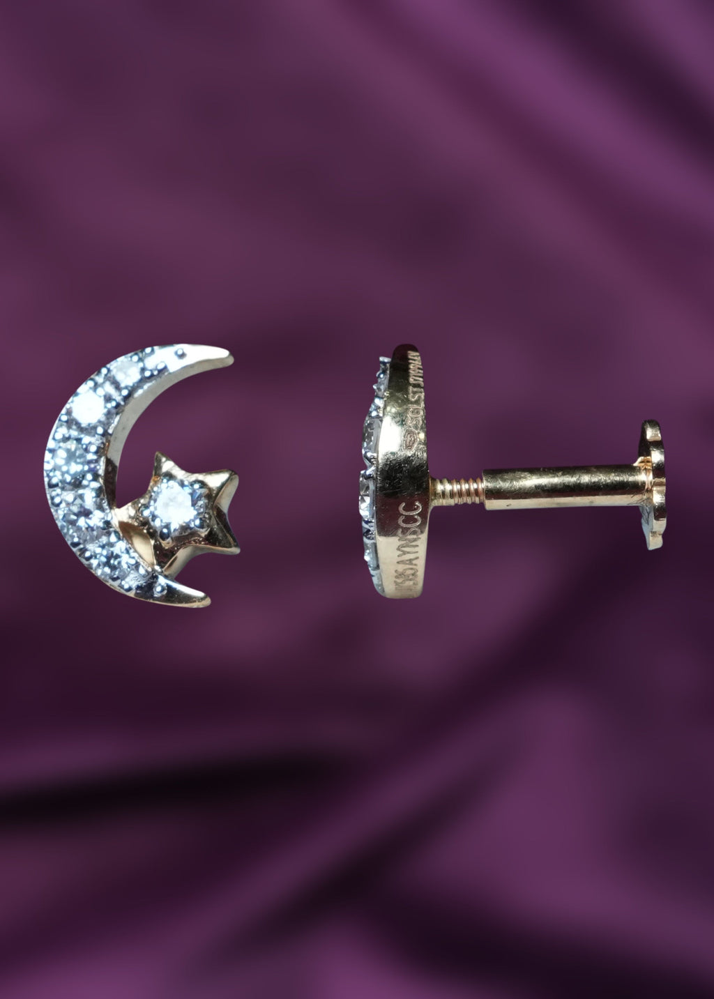 Chandra-Tara Lab-Grown Diamond Crescent Stud Earrings