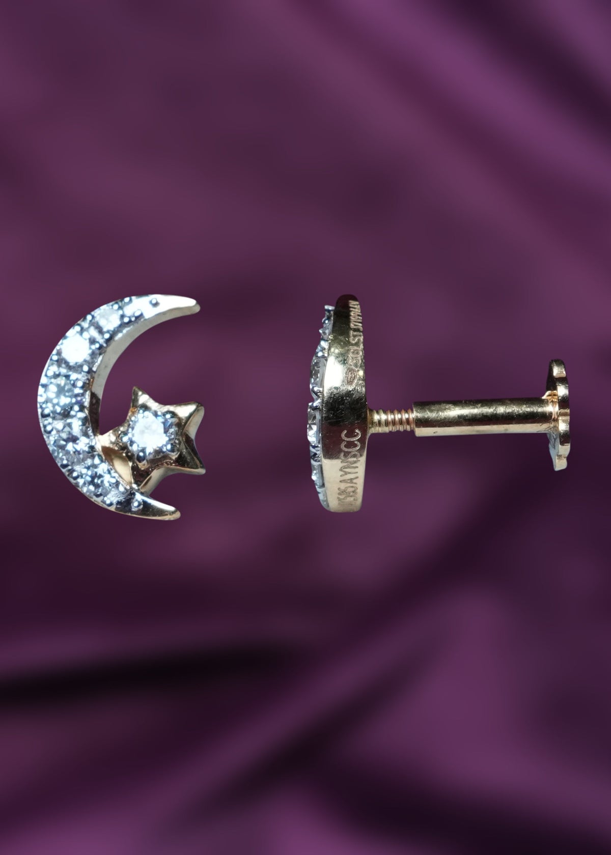 Chandra-Tara Lab-Grown Diamond Crescent Stud Earrings