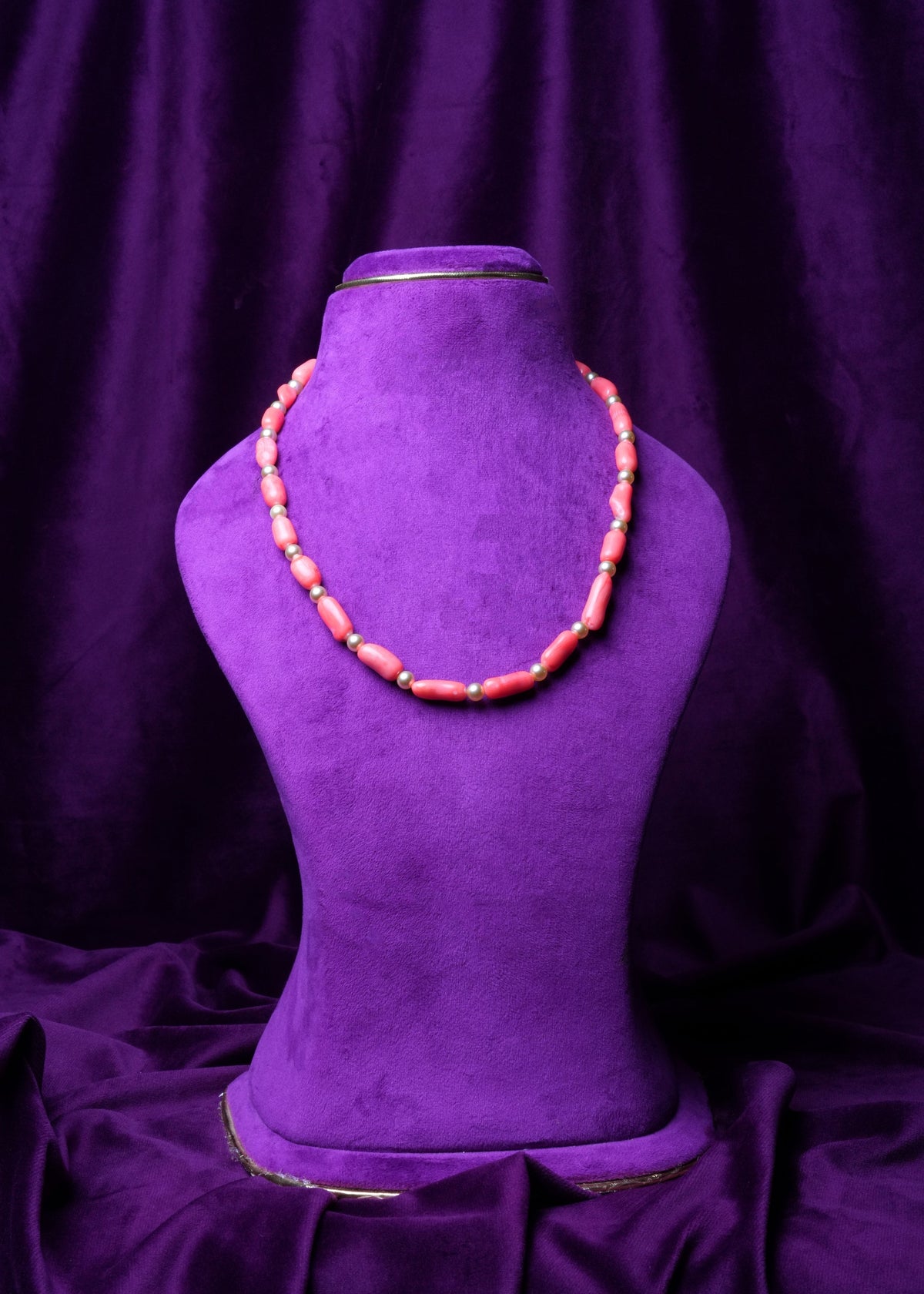 Coral Tube Bead Necklace