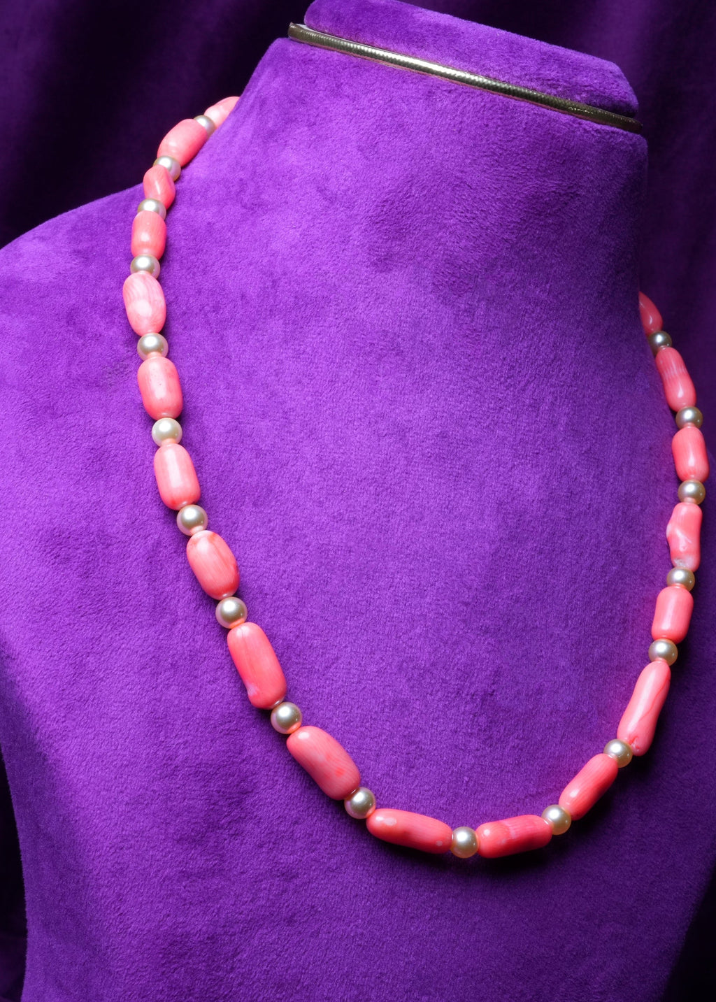 Coral Tube Bead Necklace