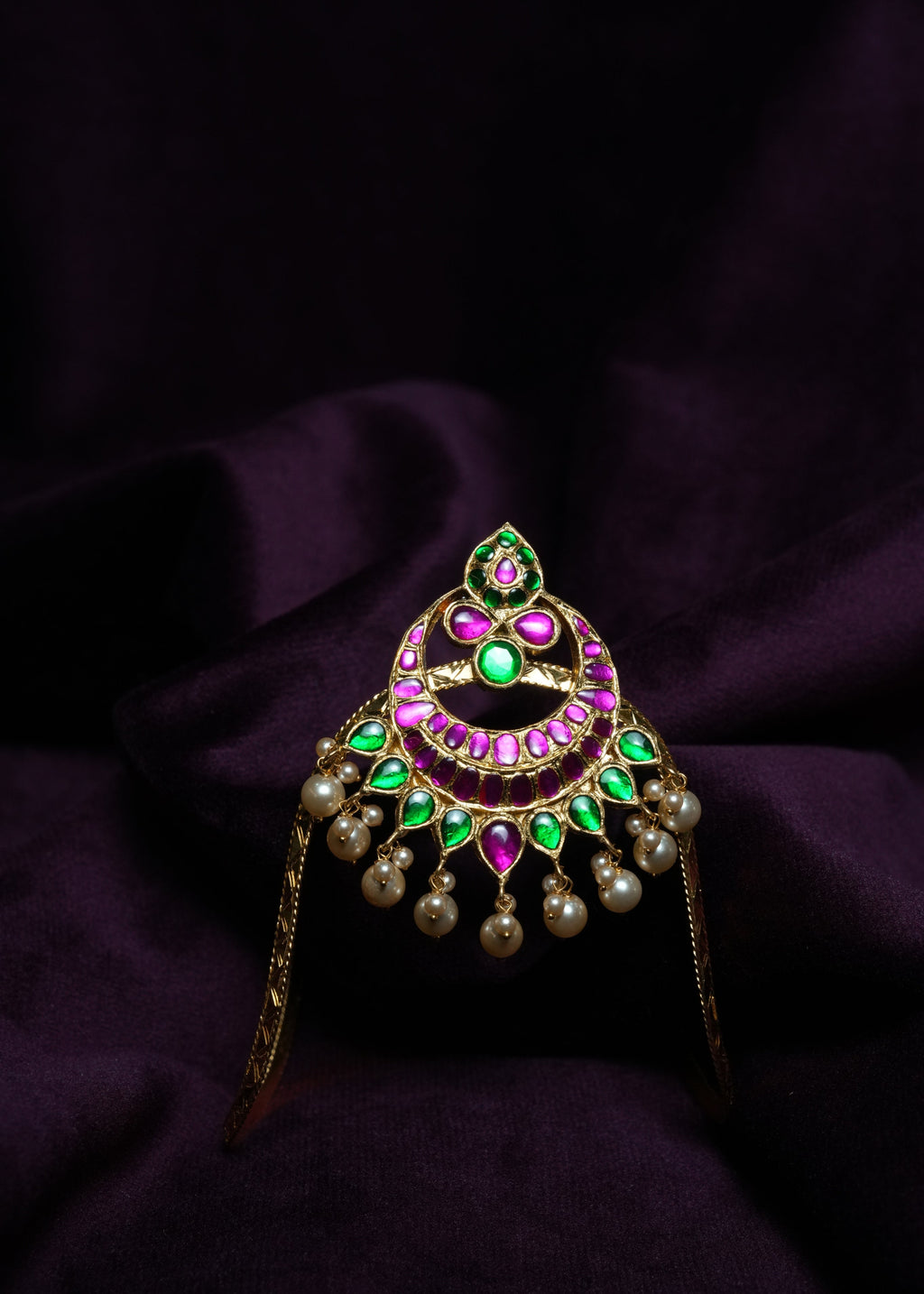 Ditacheble Kemp Chandrabali Vanki Armlet with Pearl Drop pendant