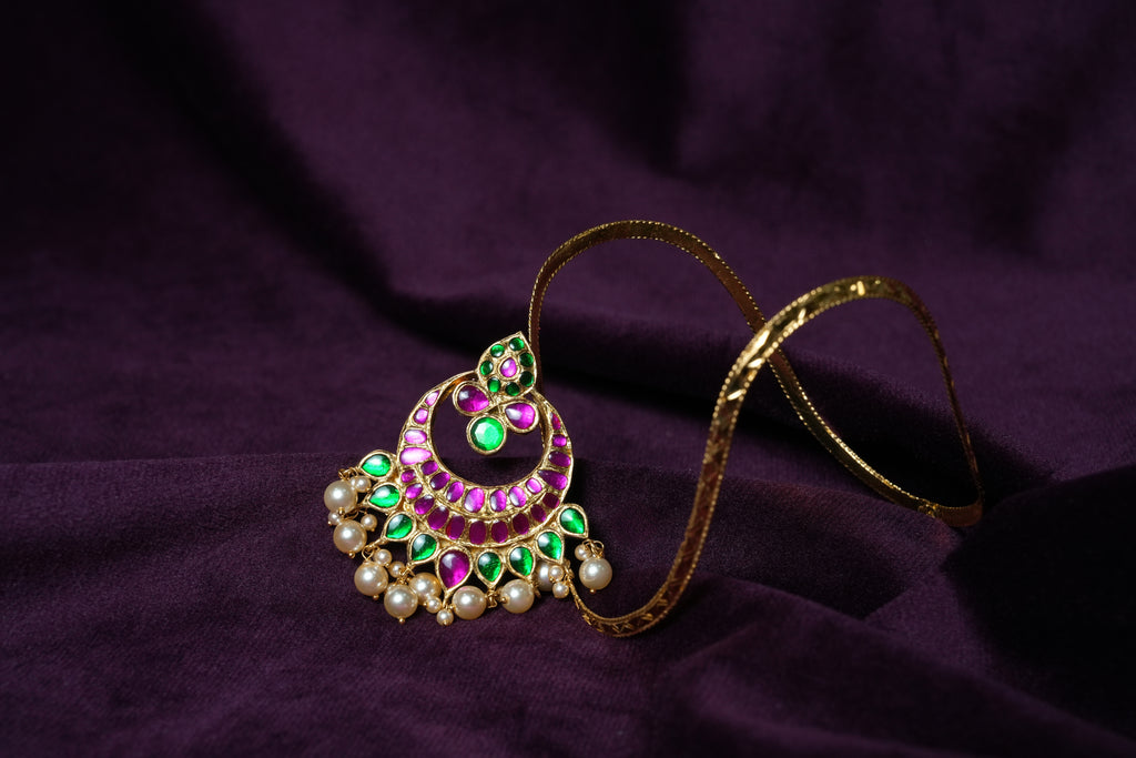 Ditacheble Kemp Chandrabali Vanki Armlet with Pearl Drop pendant