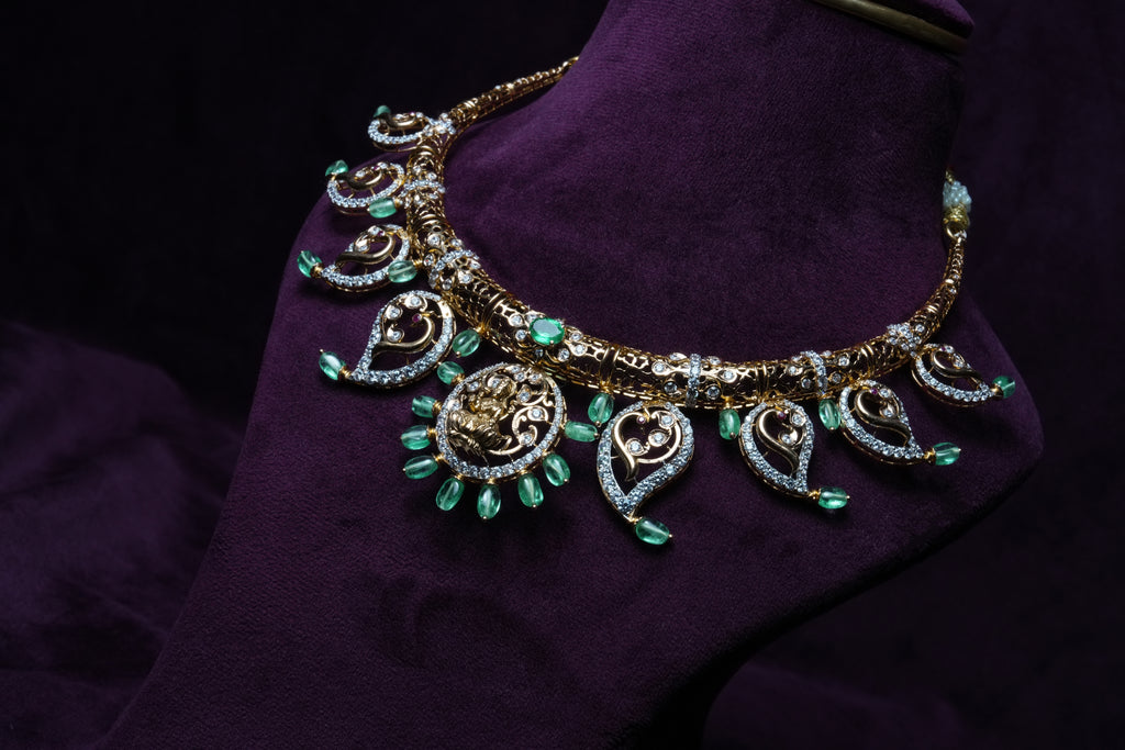 Divine Emerald Mango-Cluster emerald necklace