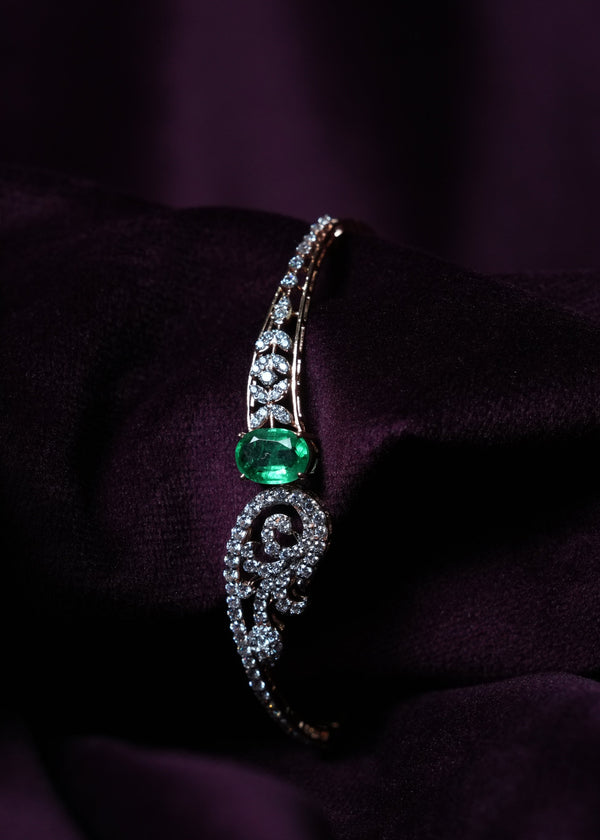 Emerald Panna Mayur-Swirl Swarovski Accent Bracelet