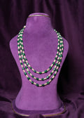 Emerald Oval Bead & motif Pearl Layered Mala