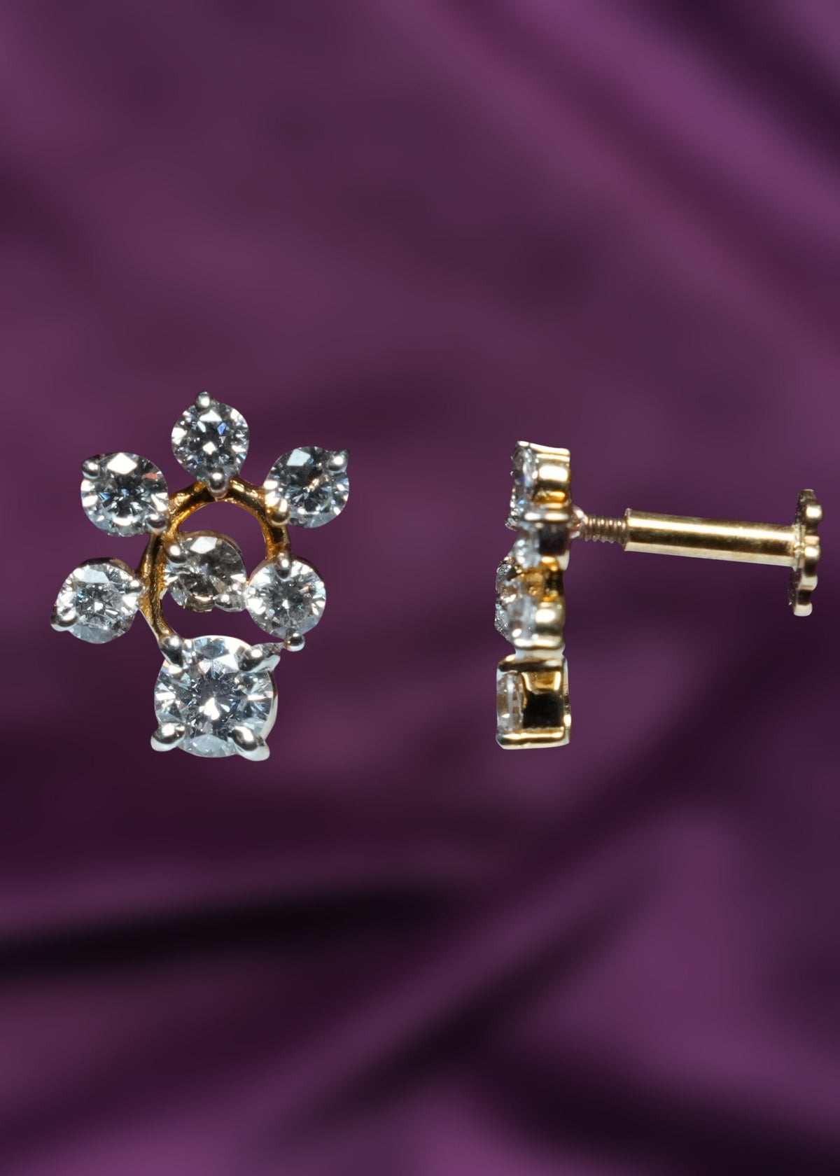 Ethereal Dewdrop Floral Lab-Grown Diamond Stud Earrings