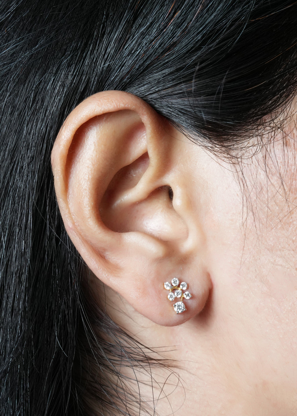 Ethereal Dewdrop Floral Lab-Grown Diamond Stud Earrings