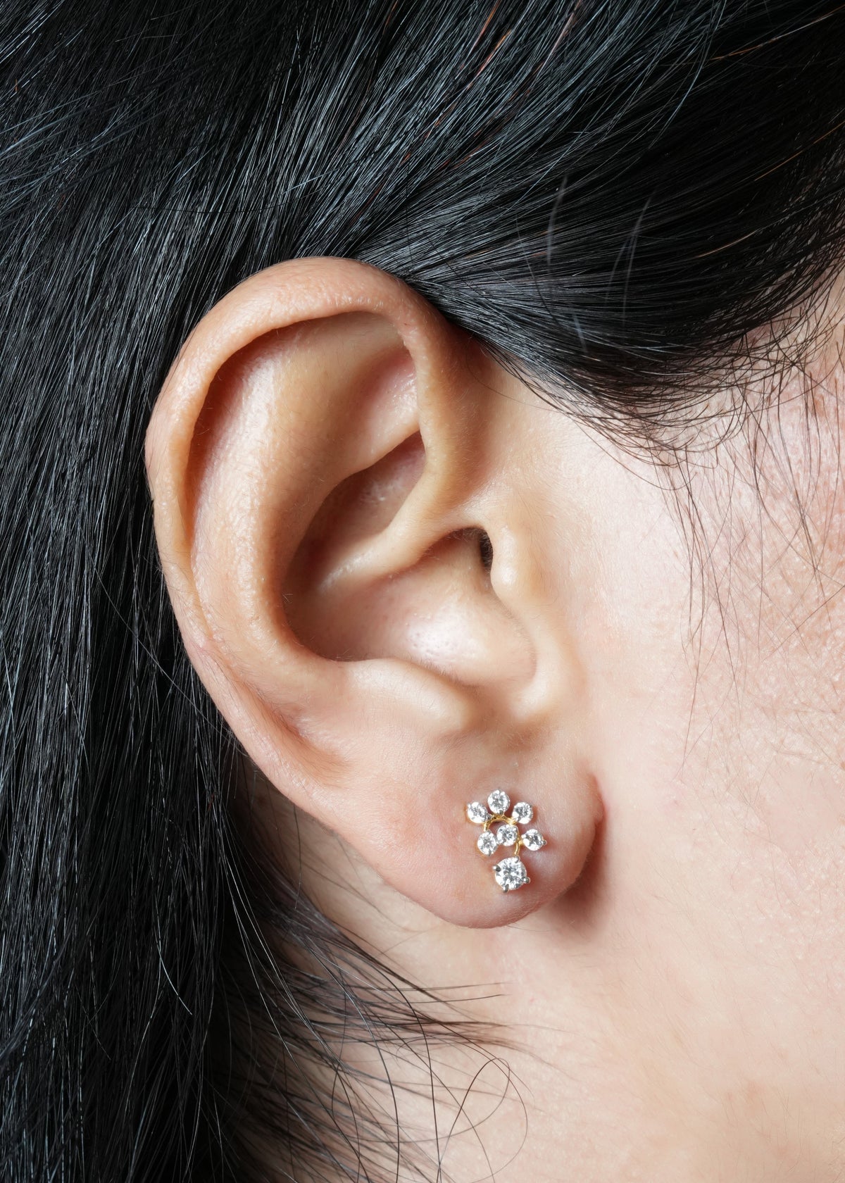 Ethereal Dewdrop Floral Lab-Grown Diamond Stud Earrings