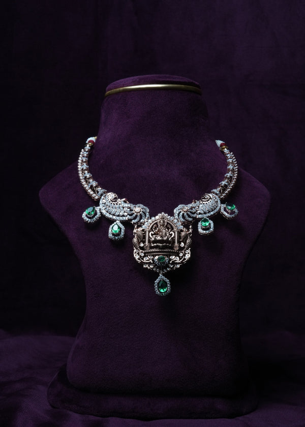 Goddess Lakshmi emerald Hasil Necklace