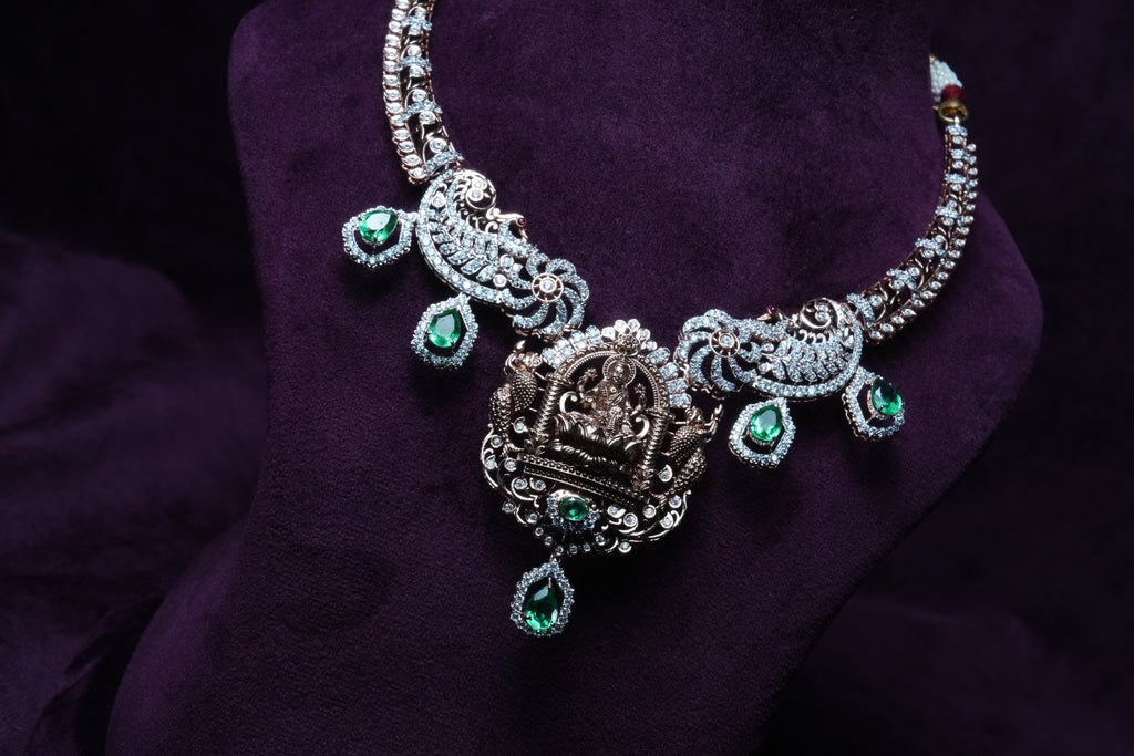 Goddess Lakshmi emerald Hasil Necklace