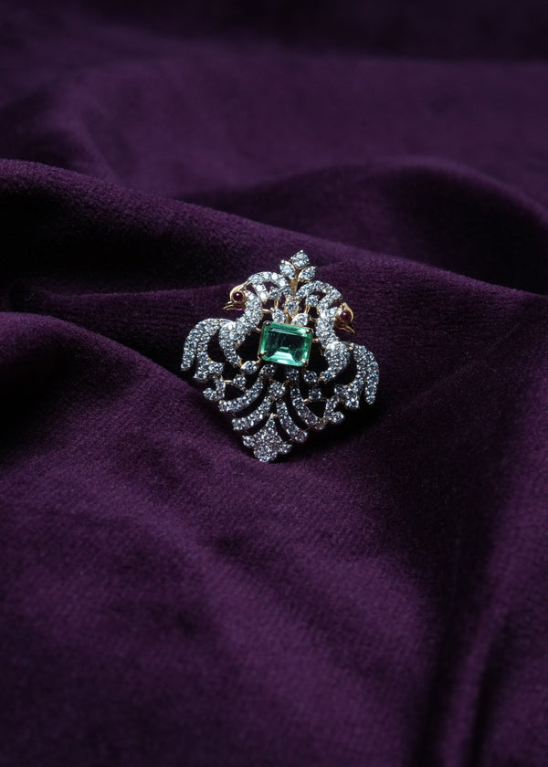 Swarovski emerald cushion cut dual-Mayur Pendant