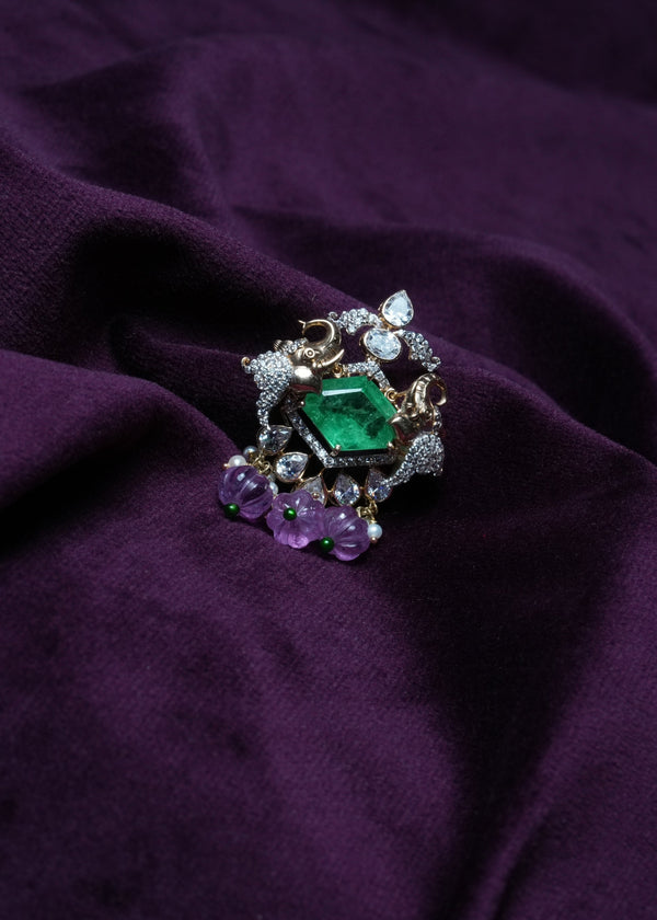 Swarovski Emerald & tourmaline drop Pendant