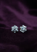 Hexagon Halo Lab-Grown Diamond Solitaire Stud Earrings