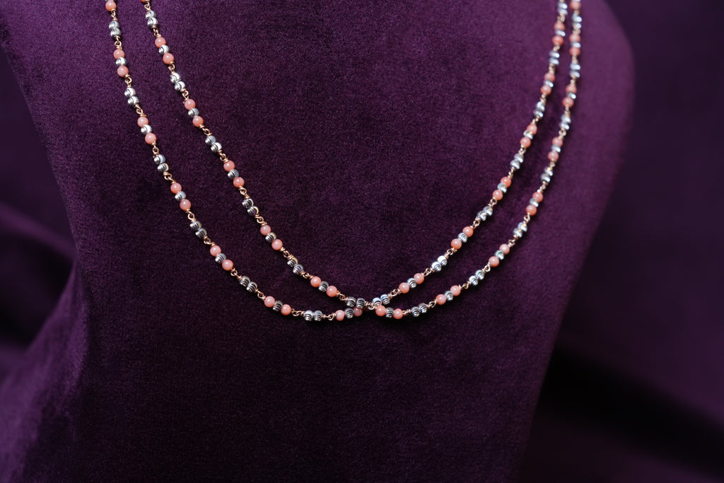 Italian Coral Glow Double Strand chain