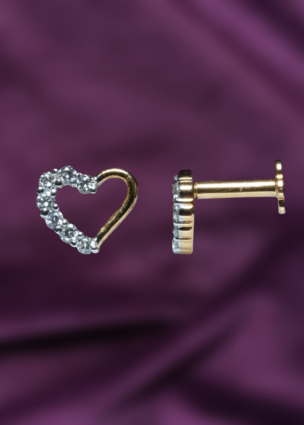 Lab-Grown Diamond Swarna Anuraag Half-Pavé Heart Earrings
