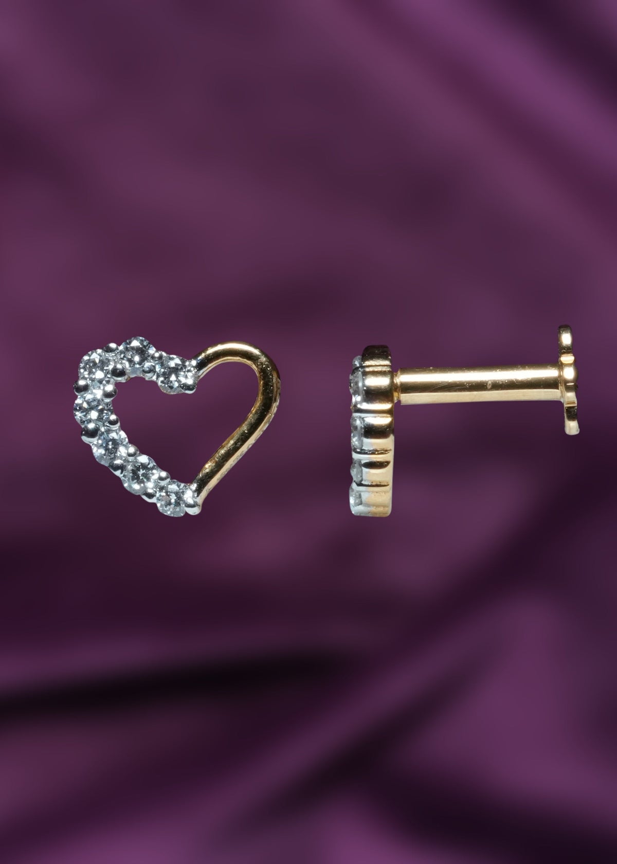 Lab-Grown Diamond Swarna Anuraag Half-Pavé Heart Earrings