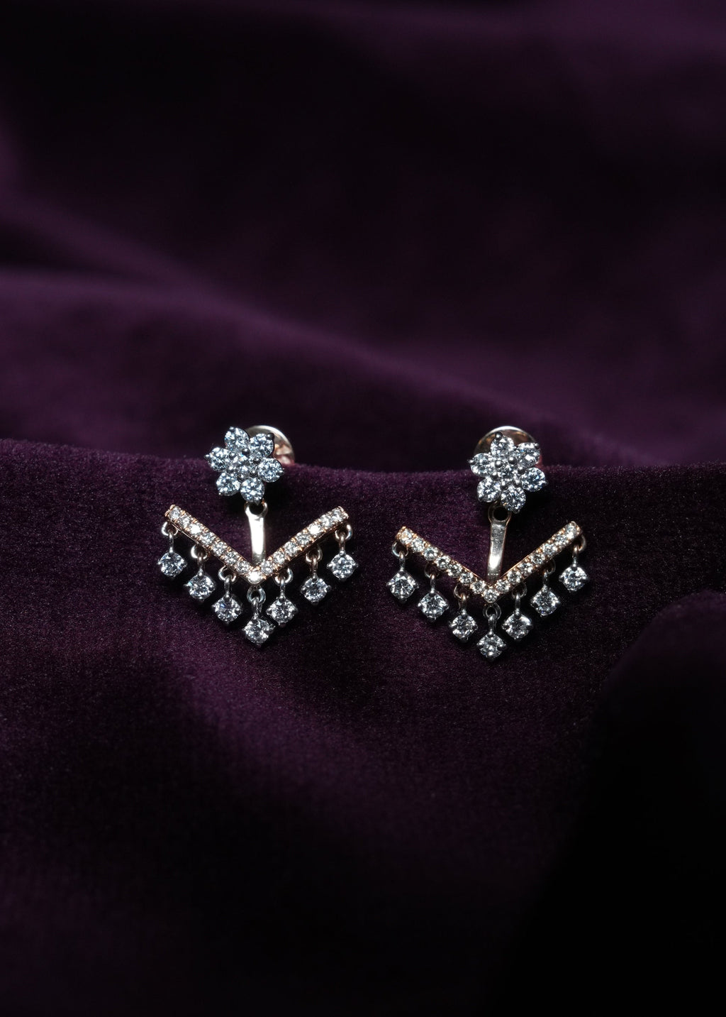 Lab-grown Diamond Celestial Chevron Floral Ear Jackets