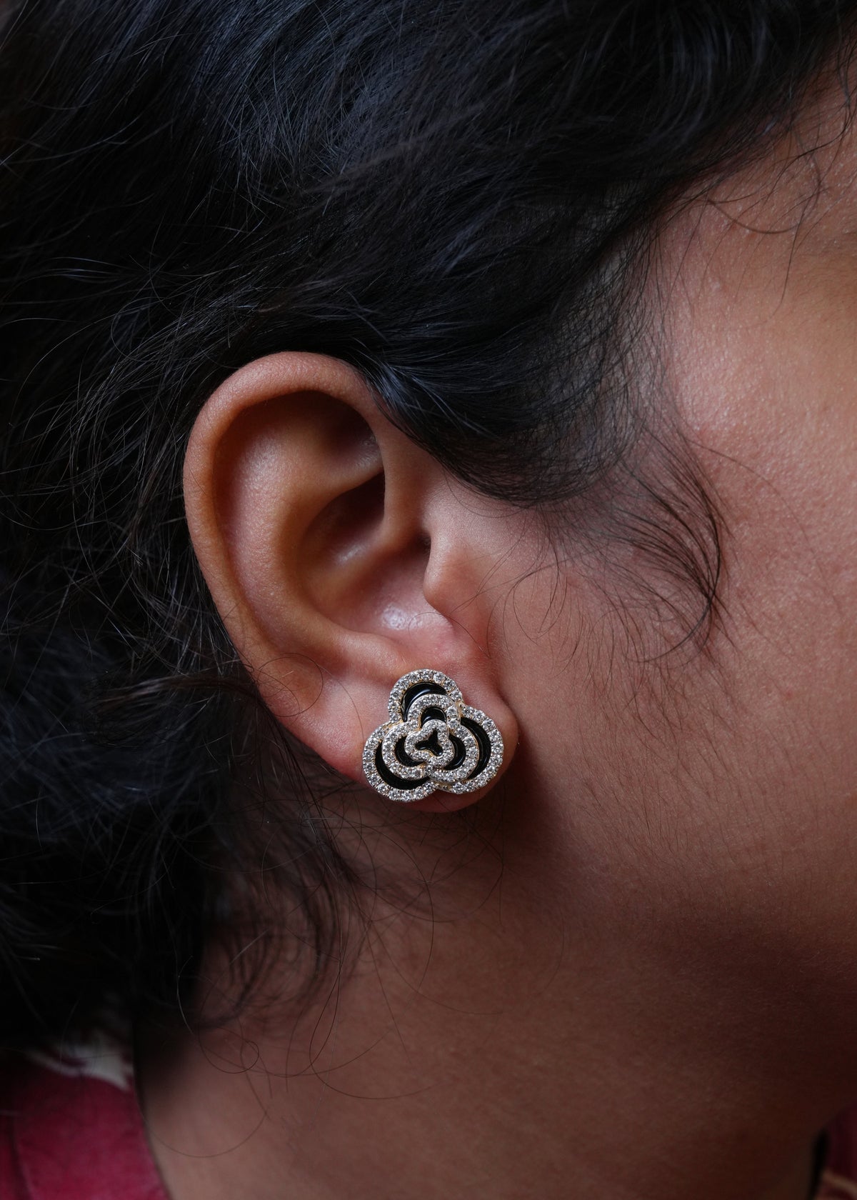 Lumina Black Enamel Medallion lab -grown diamond Earrings
