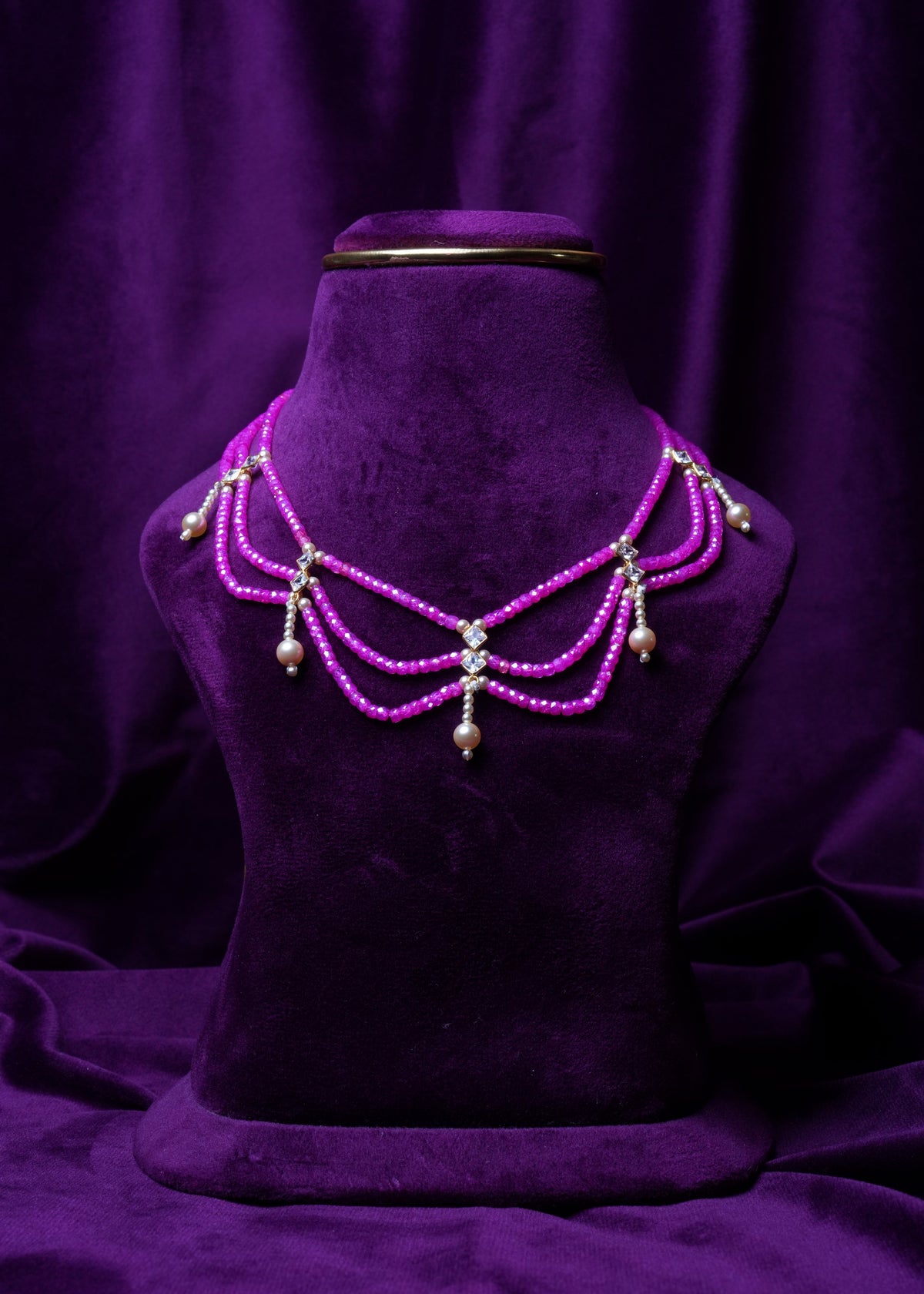 Pink Zircon Beads and South Sea Pearls Necklace