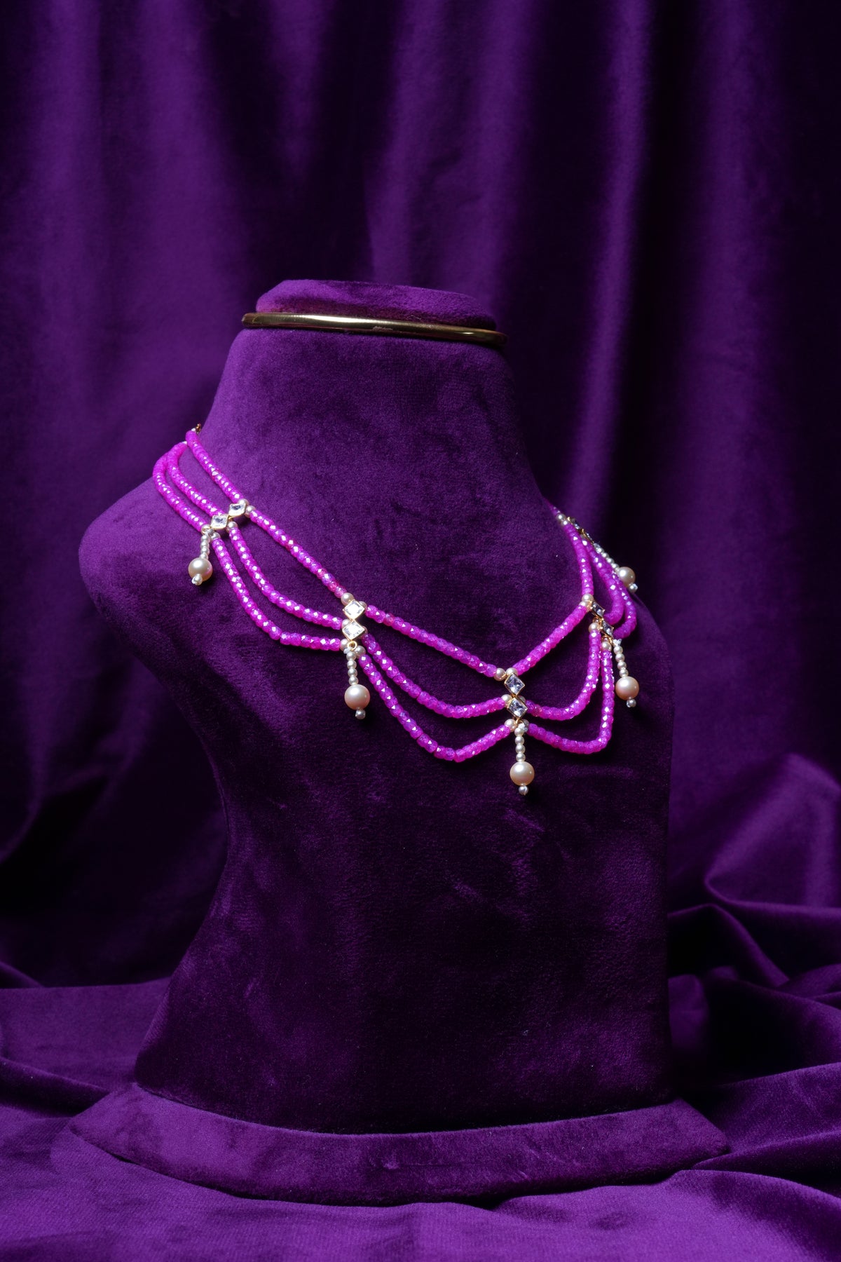 Pink Zircon Beads and South Sea Pearls Necklace