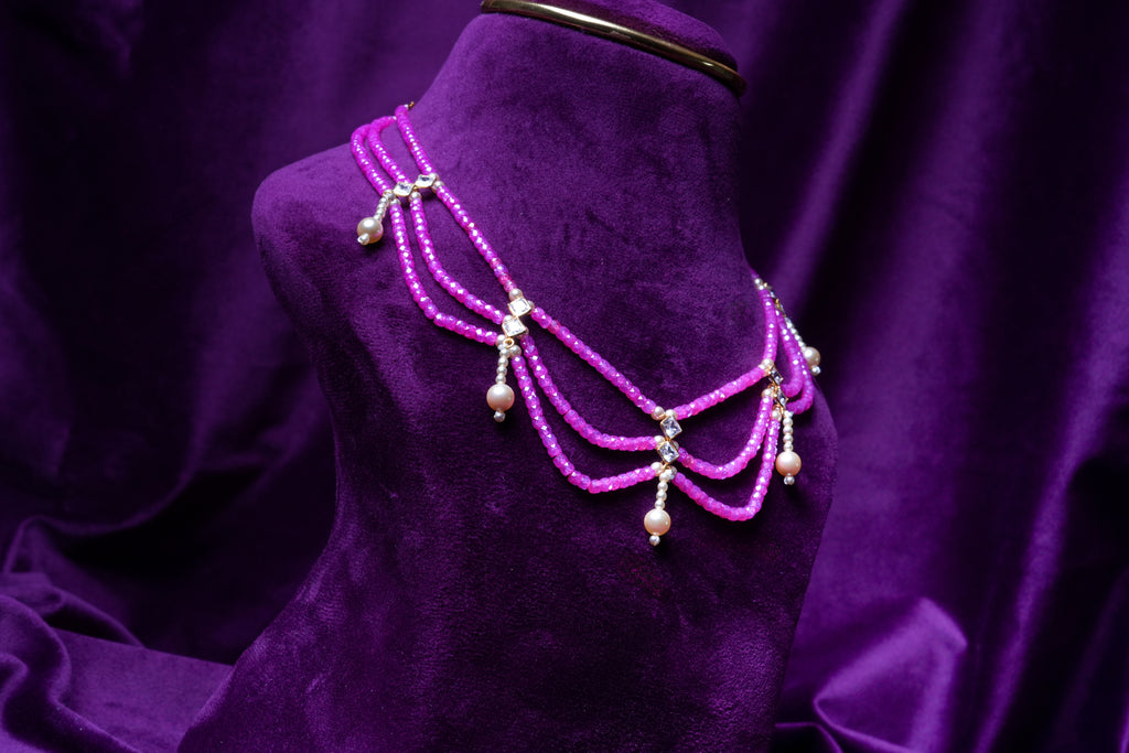 Pink Zircon Beads and South Sea Pearls Necklace