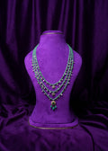 Three-Layer Russian Emerald Step Haram with Mughal Style Pendant