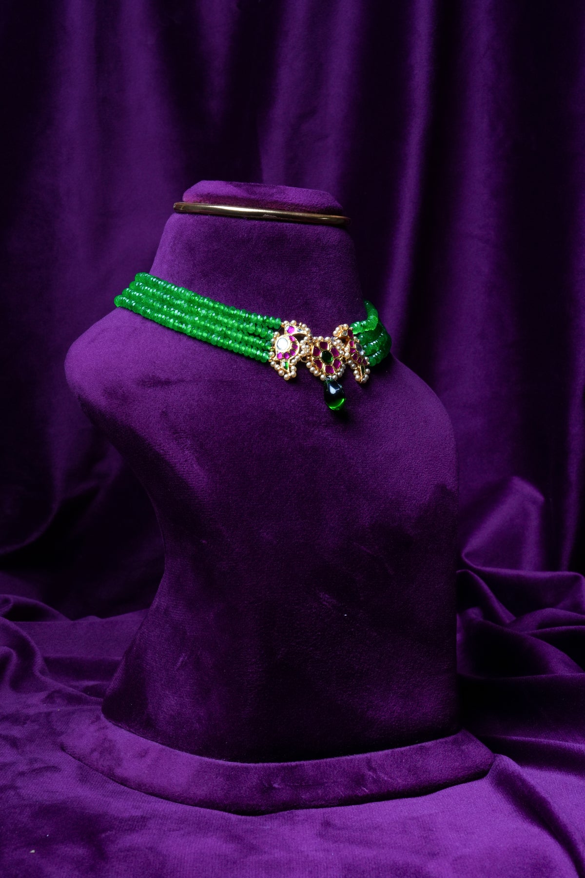 Russian Emeralds with Kundan Pendant Choker
