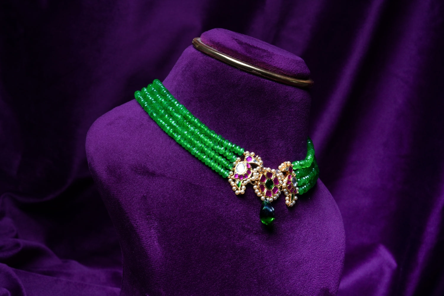 Russian Emeralds with Kundan Pendant Choker