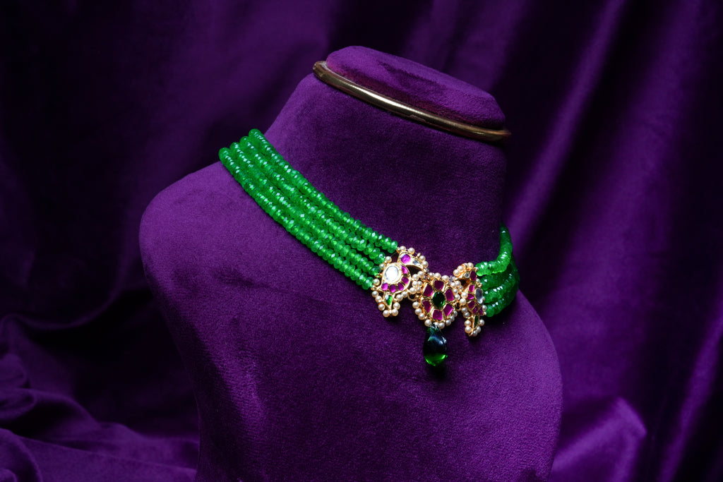 Russian Emeralds with Kundan Pendant Choker
