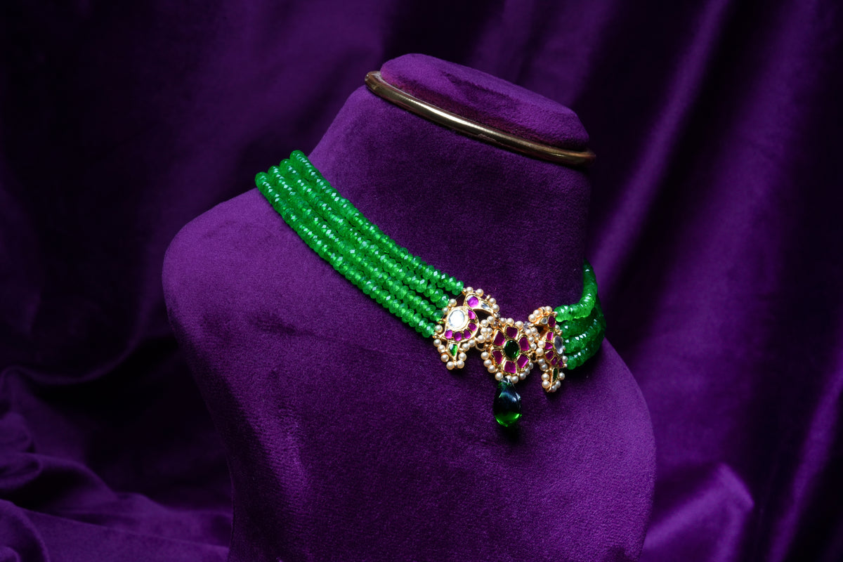 Russian Emeralds with Kundan Pendant Choker