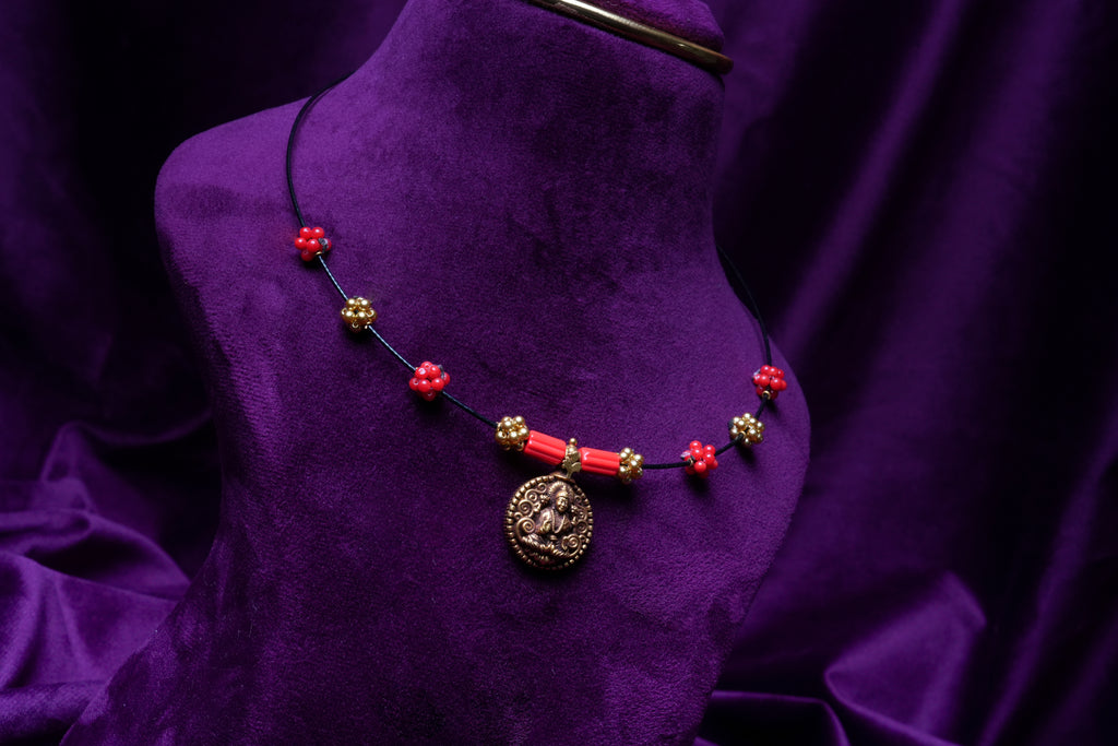 Italian Wire Coral Goddess Lakshmi Pendant Kantee