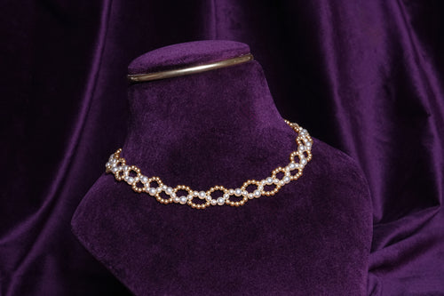 Beaded Wave Interlocking Netting Choker