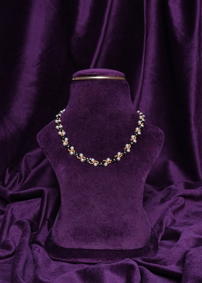 Beaded Intertwined Pearl & Zircon Twist Choker