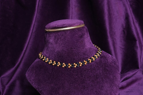 Beaded Cross Wave Helix Ribbon Choker