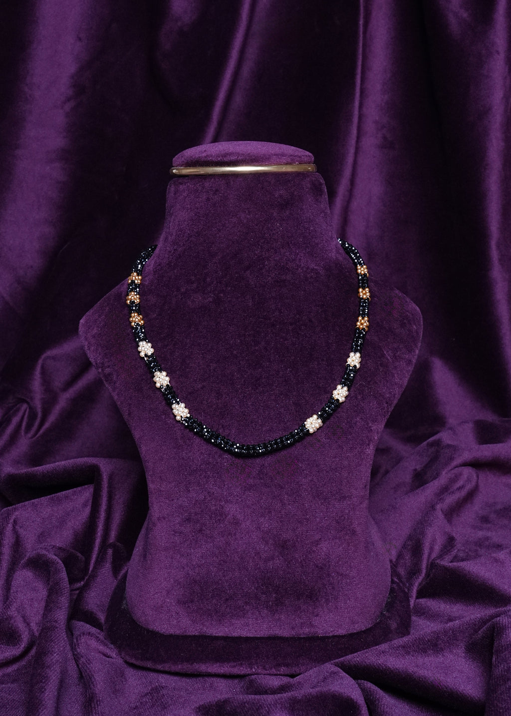 Beaded Spring Tri-Color Rosetta Segmented Choker