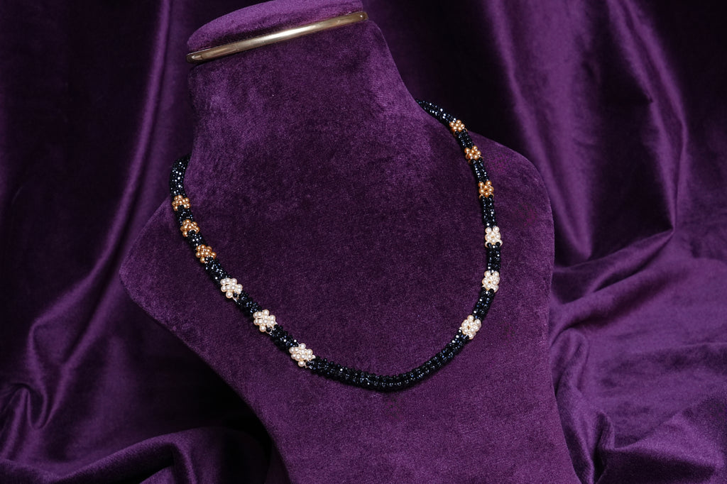 Beaded Spring Tri-Color Rosetta Segmented Choker