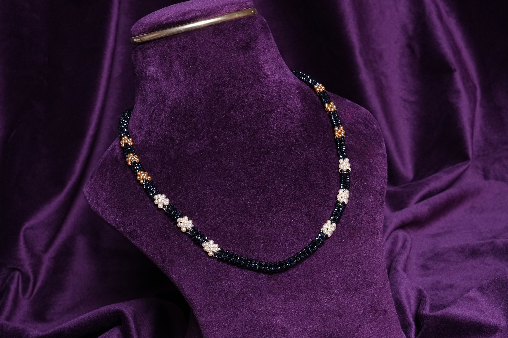 Beaded Spring Tri-Color Rosetta Segmented Choker
