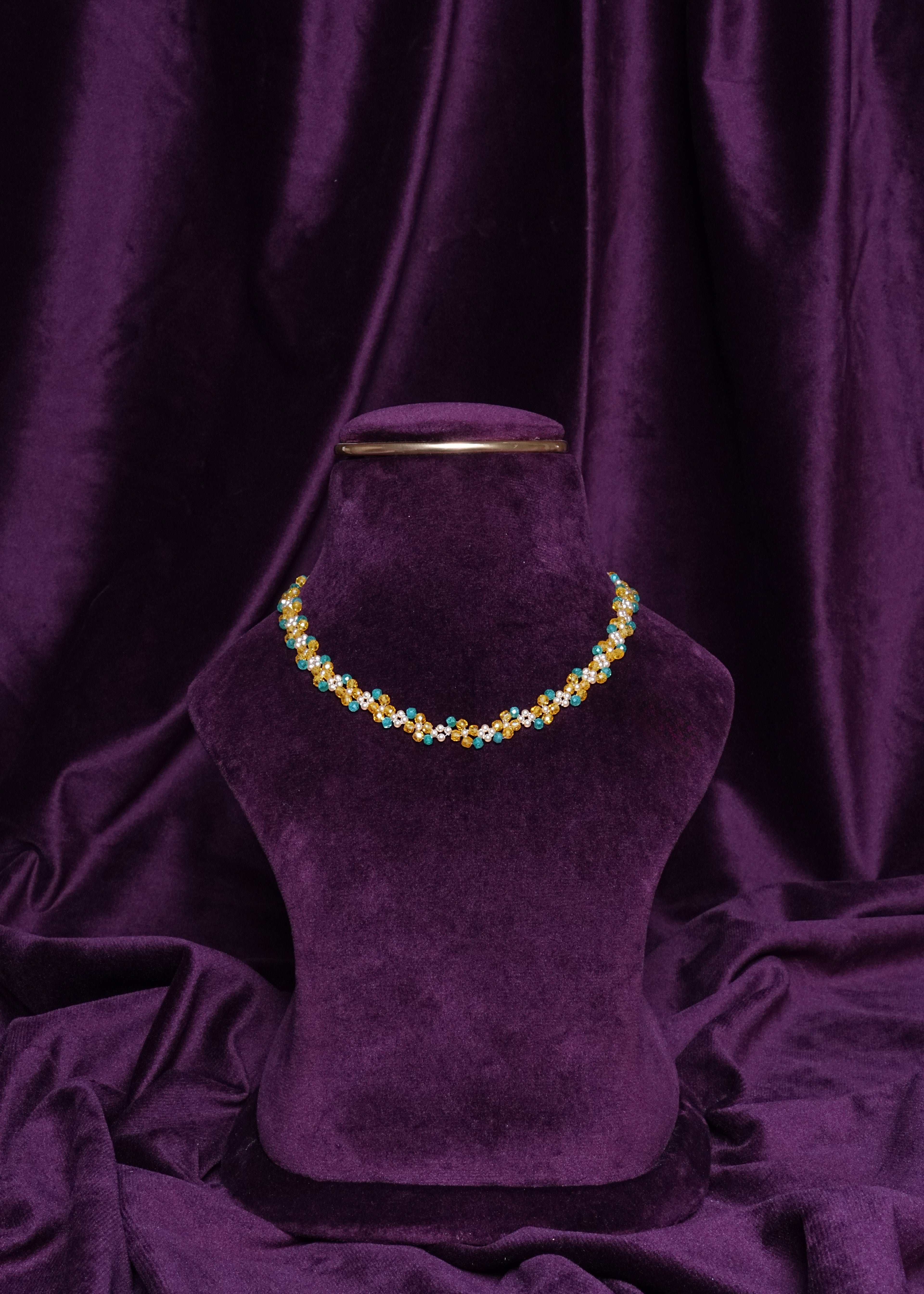 Beaded Marigold Meadow Sun and Sea Flower Choker