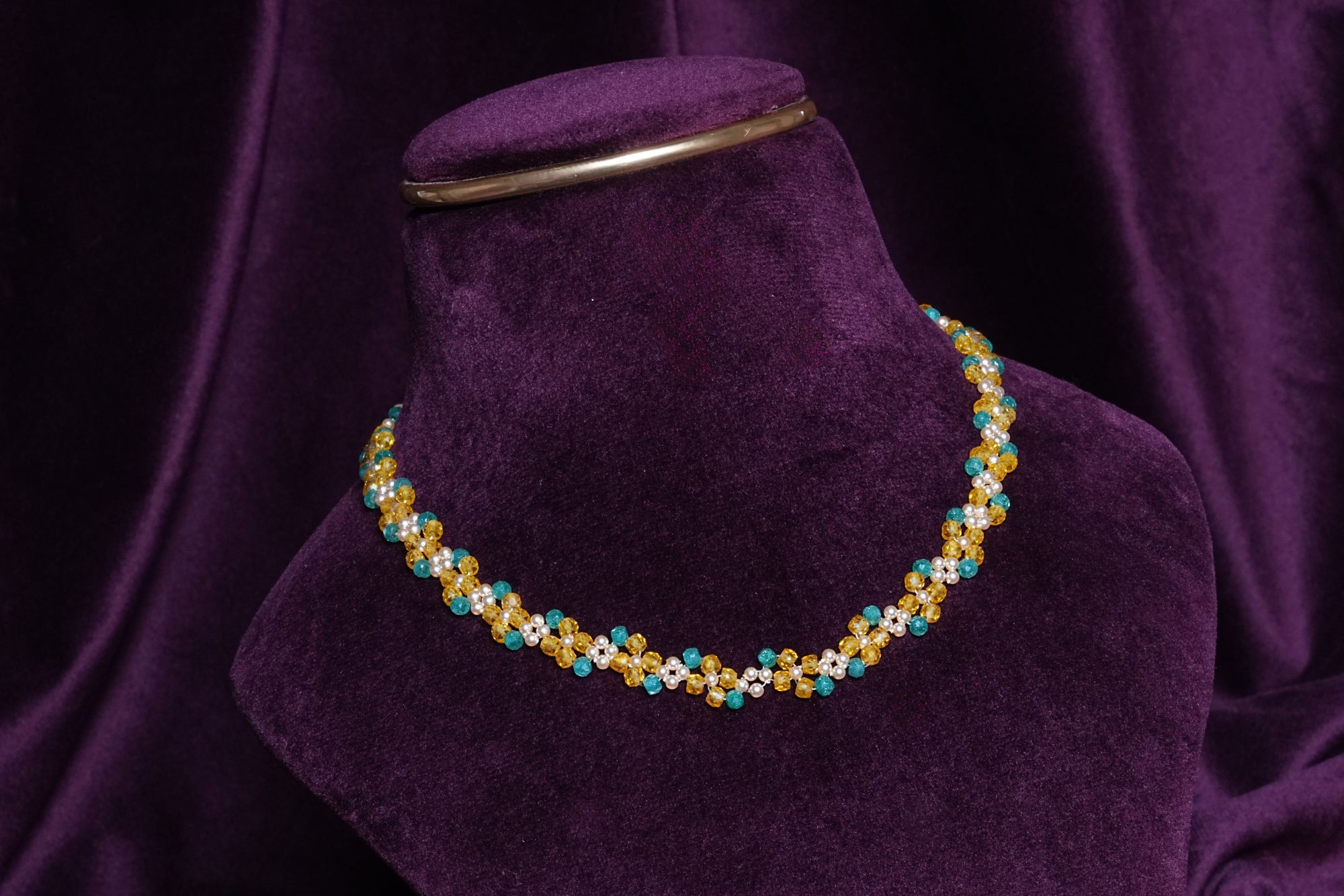 Beaded Marigold Meadow Sun and Sea Flower Choker