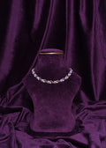 Beaded Purple and Gold Pearl Cross- Weave Ribbon Choker