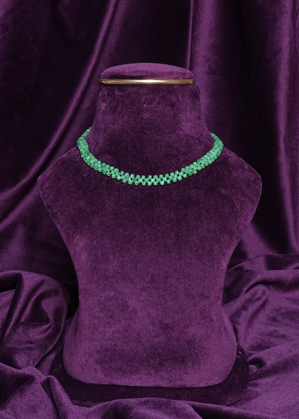 Beaded Woven Mint Lattice Emerald Harlequin Netting Choker